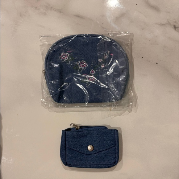 Girls Embroidered Denim Bag , with cosmetic/ coin purse medium size - Picture 8 of 10